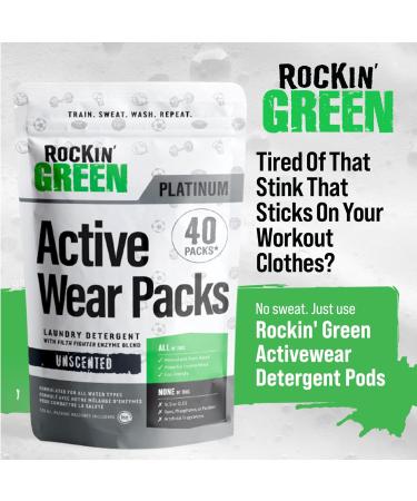 Buy Rockin Green Laundry Detergent Pods - Plant-Based Vegan & Biodegradable for Sensitive Skin | 40 Loads Unscented - Eco-Friendly Activewear Cleaning - Buy Online on GoSupps.com