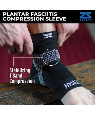 Zensah Plantar Fasciitis Sleeve - Arch Support & Compression Foot Sleeve for Heel Pain - Medium, 1 Pair - Black - Buy Online on GoSupps.com