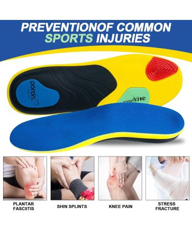 Professional Arch Support Insoles for Men & Women | Plantar Fasciitis Shoe Inserts for Flat Feet Pain Relief | Shock Absorption Athletic Orthotic Insert M Blue (Men's 7-8/Women's 9-10 - Buy Online on GoSupps.com