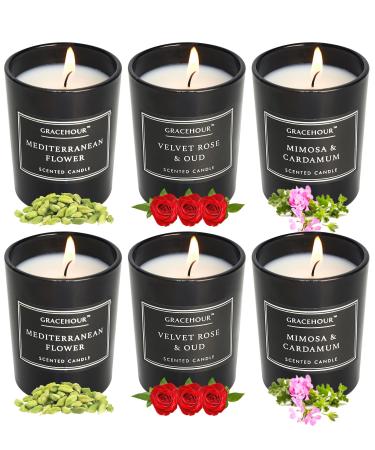 Luxury Scented Candles 6 Pack Valentines Day Candle Gifts for Woman Scented Candles Set for Home, Aromatherapy Soy Wax Relaxing Stress Relief Candle, Gifts for Mom, Friend, Wife, Valentine's Day 6 Set-black Jar