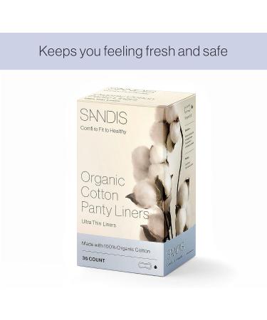 SANDIS Organic Cotton Panty Liners for Women - 36 Count | Ultra Thin Menstrual Feminine Pads with Super Absorbency and Leak Protection - Buy Online on GoSupps.com