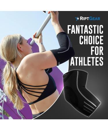 RiptGear Elbow Brace for Tendonitis, Tennis & Golfers Elbow - Large Black Compression Sleeve for Men and Women (1 Pack) - Buy Online on GoSupps.com