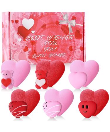 Valentine Bath Bomb Gift Set - 6 Heart Shape Bath Bombs with Surprise Toys | Bubble Bath Fizz Balls for Shower | Perfect Valentine's Day Party Favor - Buy Online on GoSupps.com