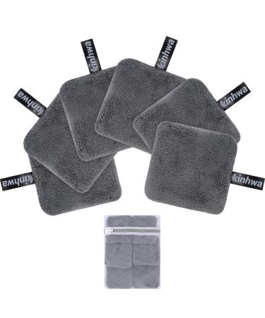 Kinhwa Sliming pads washable reusable cotton pads makeup remover microfiber mink pads face super soft facial cleaning pads with laundry bag dark gray 6 pieces 10cm 10cm 10cm dark gray