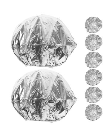 Lot de 8 Bonnets Chauffants en Aluminium Argent lastiques pour Soin Profond des Cheveux Vapeur et Coloration R utilisables Accessoires Coiffure Professionnels pour Salon
