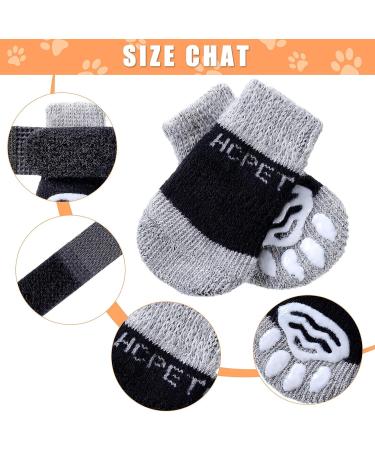 Frienda 8-Piece Anti-Slip Dog Socks for Small Puppies and Kittens - Adjustable Paw Protector with Traction Control in Black and Gray (Size S) - Buy Online on GoSupps.com