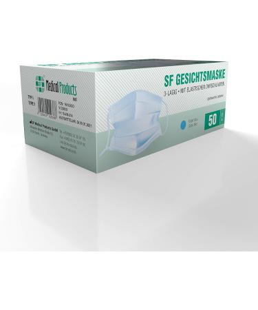Buy SF Mundschafts 50-Pack Medical Surgical Masks - EN 14683 Certified 3-Layer Disposable Face Masks for Mouth & Nose Protection - Buy Online on GoSupps.com