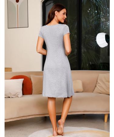 Irdcomps Women's Breastfeeding Nightdress - Maternity Nursing Nightgown in Grey - Buy Online on GoSupps.com
