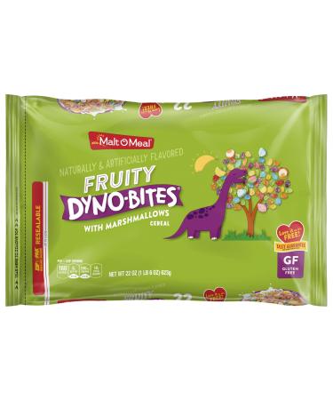 Malt-O-Meal Fruity Dyno Cereal with Guimauves Gluten Free Breakfast Cereal Guimauve Cereal with Fun Fruity Flavor 22 OZ Resealable Cereal Bag