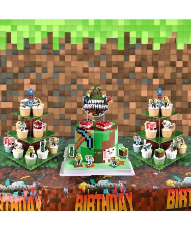 Ezala Miner Game Themed Pixel Cupcake Toppers for Birthday Party Craft Cake Toppers for Boy Birthday Decorations Supplies - Buy Online on GoSupps.com