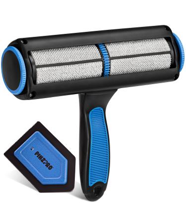 Pet Hair Remover Roller + Bonus Mini Pet Detailing Brush - PinzPro Upgraded Reusable Cat & Dog Hair Remover Set With Comfy Non-Slip Handle - Chom Chom Pet Lint Roller For Couch, Bed, Car Seat, Carpet.