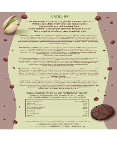 Eatalian by AMZ Better Pistachio Cream - Delicious Spread with Sweet Biscuit Ideal for Bread & Ice Cream | Made in Italy - 200g - Buy Online on GoSupps.com