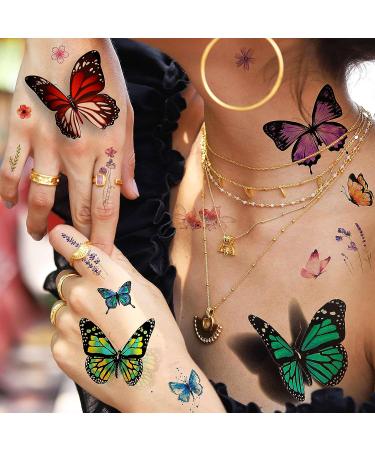 EGMBGM 6 Large Colorful Butterfly Temporary Tattoos - Realistic 3D Decals for Women, Girls, and Adults - Buy Online on GoSupps.com