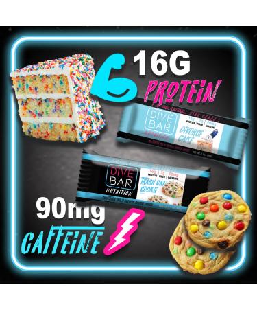 Dive Bar Nutrition Caffeinated Protein Cookie Bars - Variety Pack of 12 Bars - Fuel Your Life with Good Taste - Buy Online on GoSupps.com