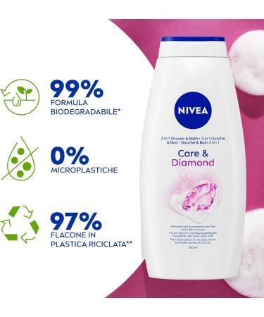  NIVEA NIVEA Care & Diamond Bath Shower 750ml Soap in Cleansing and Moisturizing Cream Shower Cream Enriched with Vitamins C E and Nutritive Oils with Calla Floral Scent - Buy Online on GoSupps.com