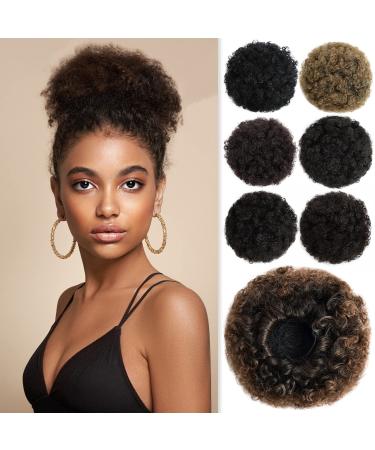 YAMEL Afro Puff Drawstring Ponytail Medium Bun Extensions Light Brown Synthetic Updo Hair Pieces for Black Women Light Brown Medium (Pack of 1)