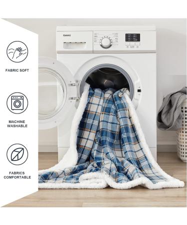 Inhand Sherpa Throw Blanket Navy Blue 60 x 80 - Warm Cozy Plaid Throw Blanket for Couch Bed Sofa - Reversible Fluffy Plush Fleece Blanket for Adults - Buy Online on GoSupps.com
