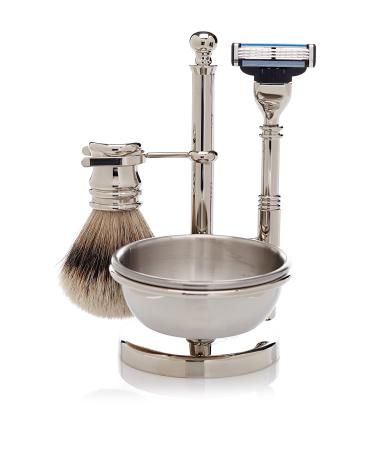 Golddachs shaving stand silver with soap dish