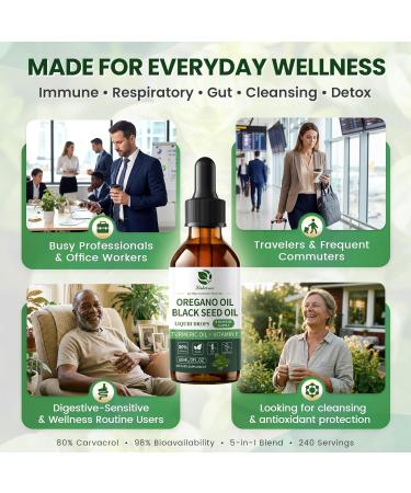 Oil of Oregano Drops with Black Seed Oil Turmeric Oil Vitamin E & Olive Oil Based Immune Digestive Cleanse & Detox* 80% Carvacrol Cold-Pressed Natural Aceite de Oregano 2 Fl Oz 8 Month Supply 2 Fl Oz (Pack of 1) - Buy Online on GoSupps.com