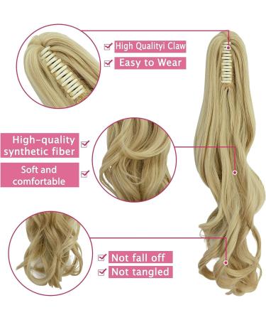 FXYTK Claw Clip Ponytail Hair Extension 18 Inch Curly Sandy Blonde Mix Bleach Blonde - Buy Online on GoSupps.com
