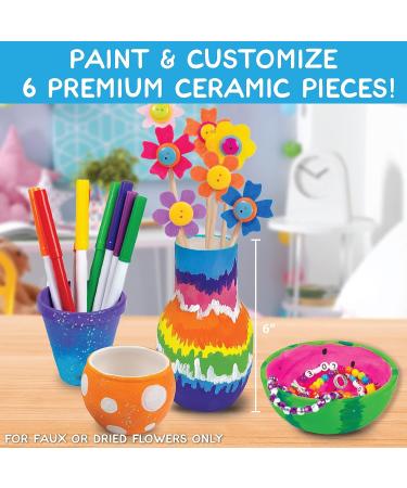 Paint Your Own Ceramic Pottery Kit for Kids | Fun Staycation Activity | Flower Pot, Vase & Bowl | Ages 6-9 - Buy Online on GoSupps.com