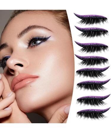 Mxshc False Eyelashes 4 Pairs SelfAdhesive Eyelash Strips Reusable Make Up Glue for Daily Use Party Travel Purple - Buy Online on GoSupps.com