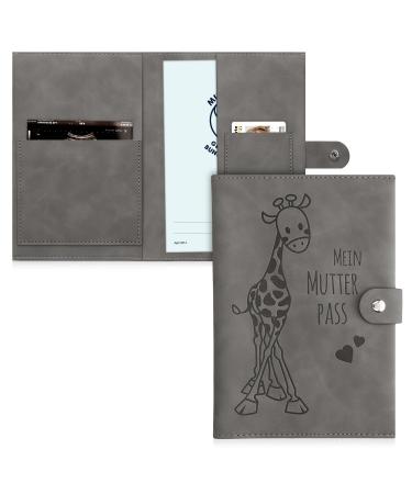 KWMobile mother's passport made of synthetic leather in nubucled leather look - case for German mother pass with extra subjects - cover mother pass giraffe gray mother pass giraffe 22