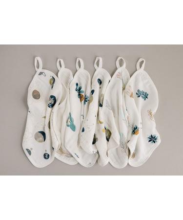 Organic Muslin Bamboo Baby Washcloths - Gentle and Absorbent for Newborn Sensitive Skin - Set of 6 - Feathers Design - 12x12 in - Buy Online on GoSupps.com