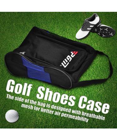 Waterproof Shoe Bag for Sports - Nylon Spikes Organizer Travel Bag for Men & Women - Zippered Accessory Storage (Black/Blue) - Buy Online on GoSupps.com