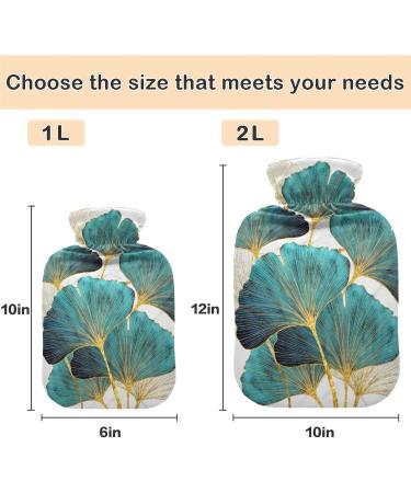 NAANLE Hot Water Bottle with Cover - Ginkgo Leaf Design | 1L Heat Bottle for Back Pain Relief & Cold Therapy | Hand & Foot Warmer - Buy Online on GoSupps.com