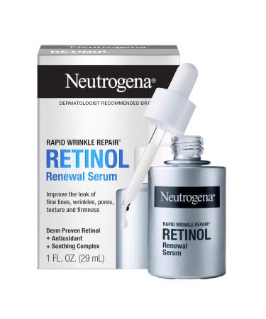 Neutrogena Rapid Wrinkle Repair Retinol Renewal Serum, Lightweight Anti-Aging Facial Serum with Pure Retinol & Antioxidants to Improve Wrinkles, Dullness & Dark Spots, 1 fl oz