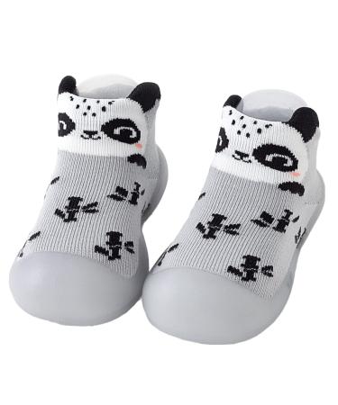 Babyio Baby Sock Shoe - Anti Slip First Walking Toddler Shoes for Boys & Girls - Soft Breathable Cotton Socks - Grey 18-24 Months Grey