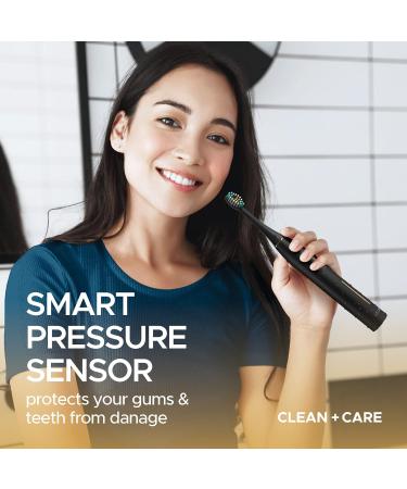Sleek Black Sonic Electric Toothbrush for Adults | Smart Pressure Sensor, 4 Power Modes, Rechargeable & Waterproof - Buy Online on GoSupps.com