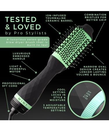 Buy MINT Professional 5-in-1 Ionic Hair Dryer Brush - Frizz Eliminating Black & Mint Green - Perfect for Fine & Thick Hair - Buy Online on GoSupps.com