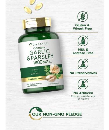 Carlyle Odorless Garlic & Parsley 1800mg Softgels - 250 Count | Non-GMO & Gluten Free - Buy Online on GoSupps.com