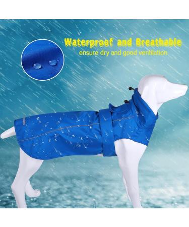 Adjustable Waterproof Dog Raincoat for Dogs Lightweight Pet Rain Jacket Puppy Clothes with Reflective Strip for Small Medium Large Dogs Medium Blue - Buy Online on GoSupps.com