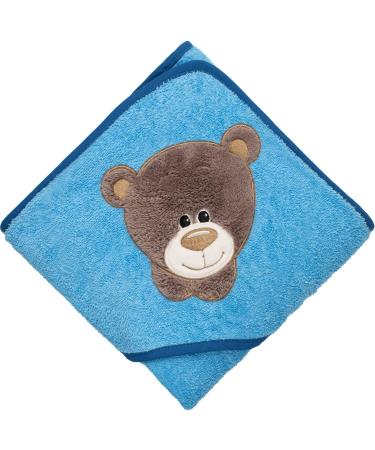 Morgenstern Hooded Baby Towel - 100x100 cm Cotton Oeko-TEX Bear Blue | Soft Absorbent & Perfect for Infants | International Shipping Available - Buy Online on GoSupps.com