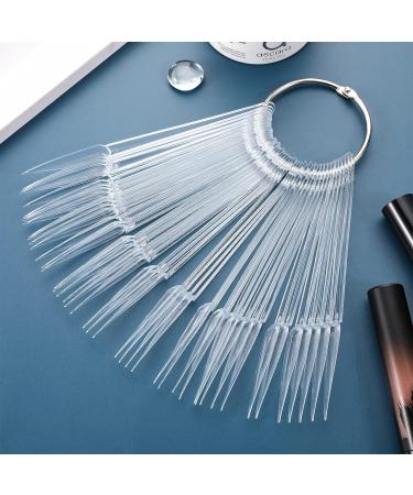 Beaupretty Stiletto Nail Sticks - 100pcs Fan-shaped Nail Display Tips with Metal Ring (Transparent) - Buy Online on GoSupps.com