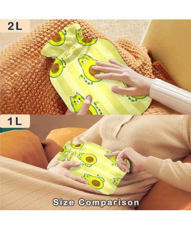 Naanle Sweet Avocado Cat Heat Bottle - 1L Transparent Hot Water Bottle for Bed & Pain Relief | Warmth & Cold Therapy - Buy Online on GoSupps.com