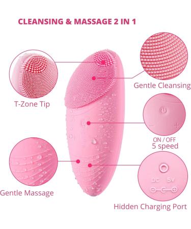 JoyBee 2 in 1 Facial Cleansing Brush & Massager IPX7 Waterproof Electric Face Exfoliator Brush for All Skin Types Silicone Facial Scrubber for Makeup Removal Facial Massage Deep Cleaning - Buy Online on GoSupps.com