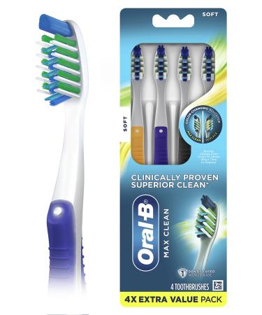 Oral-B CrossAction Max Clean Manual Toothbrush Soft 4 Count