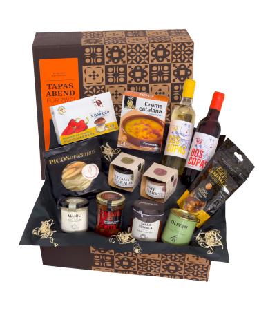Present basket - a tapas evening for two - filled delicatessen gift basket from jamon.de - Delicious gift for women men & couples