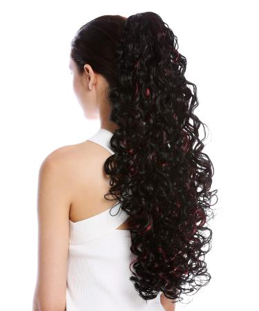 Wig Me Up-MKB-21-V-1B39 Hair Part braid ponytail Sockets very long voluminous curly curly lured black granat red black-red mix (1b39)
