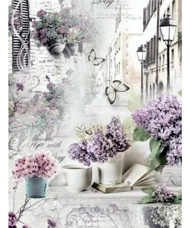 Lilac Theme Mulberry Rice Paper 8x10.5 inch - 6 Unique Printed Images, 30gsm Fiber, Decoupage & Mixed Media Crafts - Buy Online on GoSupps.com