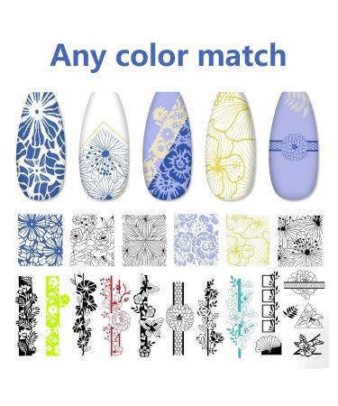 Valentine Nail Stamping Kit - 7pc Flower Butterfly Lace Geometric Stamp Plate Set for DIY Manicure - LoveOurHome - Buy Online on GoSupps.com