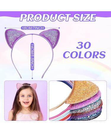 Janinka 30 Pcs Glitter Sequin Cat Ears Headband Set for Girls - Shiny Kitty Hairbands for Women & Girls - Ideal for Daily Wear, Birthdays & Party Decor - Buy Online on GoSupps.com