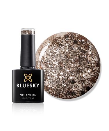 Bluesky Gel Nail Polish Luxury Gold Bsh015 Glitter Gold Long Lasting Chip Resistant 10 ml (Requires Drying Under UV LED Lamp)