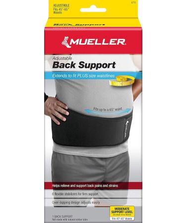 MUELLER Sports Medicine Adjustable Back Support Belt | Back Pain Relief for Men & Women | Ideal for Lower Back Strains & Aches | One Size Black - Buy Online on GoSupps.com