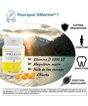 NUTRILYS - DMarine - Dietary Supplement - Vitamin D3 2000 IU Marine Magnesium and Alaskan Wild Place Oil 90 capsules - Buy Online on GoSupps.com