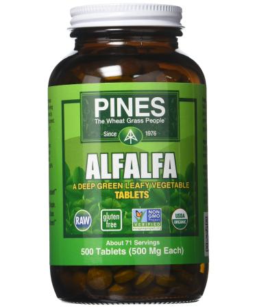 Pines Organic Alfalfa Tablets - 500 per pack - 1 each.
